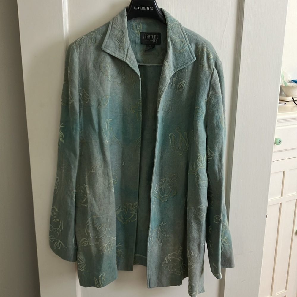 Amazing Lafayette 148 New York Linen Brocade Long Jacket